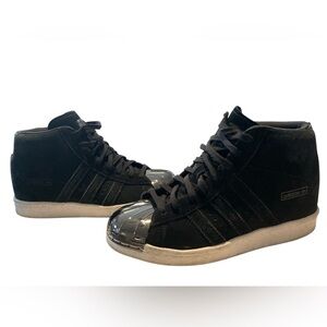 Adidas Black High-Top Sneakers with Silver Toe